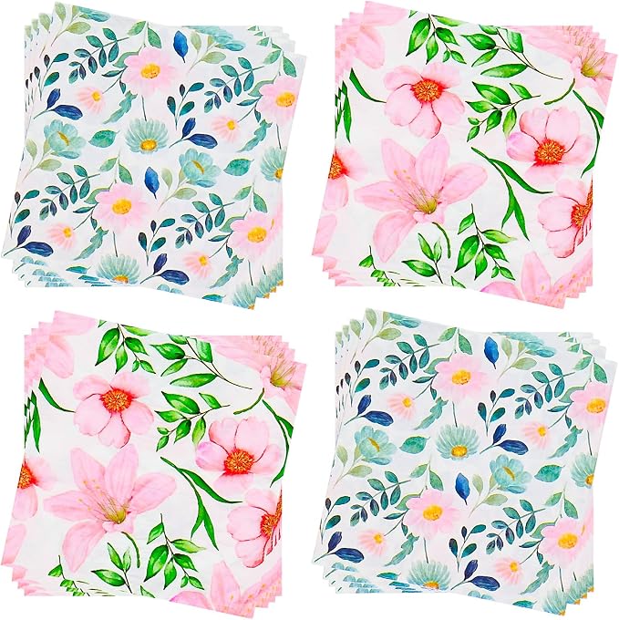 Paper Napkins 80 Pack 2 Ply Floral Beverage Luncheon Dinner Paper Napkins by Jagrove