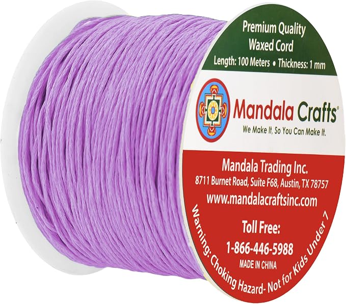 Mandala Crafts 1mm 109 Yards Lilac Cotton Waxed Cord - Image 2