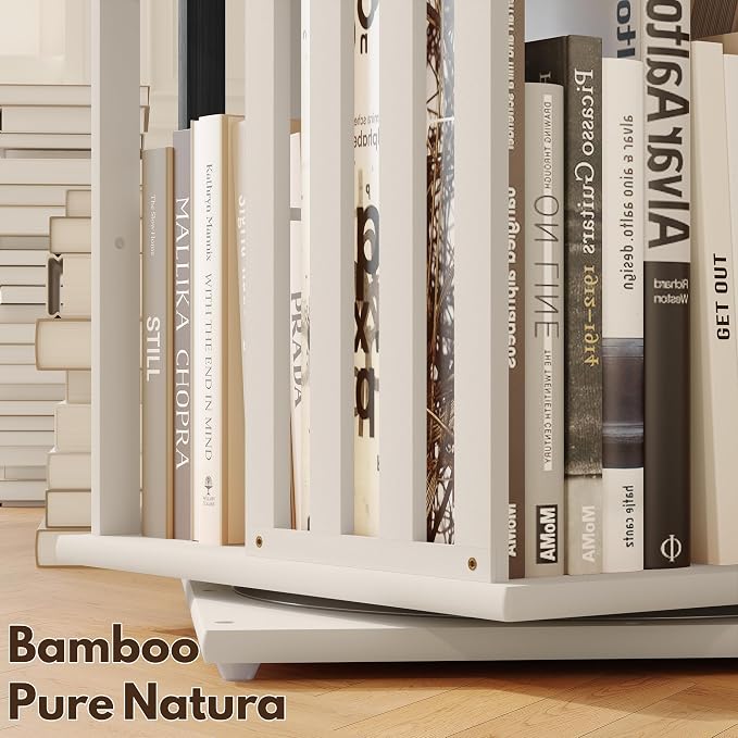 YOWOS Rotating Bookshelf Tower, 360 Display Spinning Bookcase, Bamboo Bookshelf - Image 7