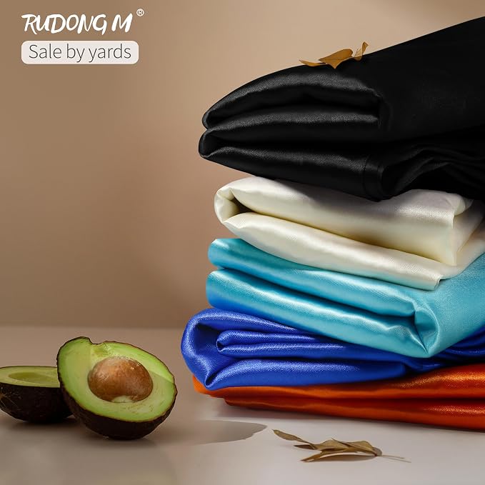 RUDONG M Black Satin Fabric by The Yard, 5 Yard x 60 Inch Wide Silky Charmeuse - Image 3