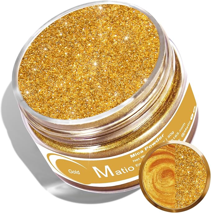 Matio Gold Mica Powder for Epoxy Resin, 1.8oz/ 50g Pearlescent Effect Mica by Matio