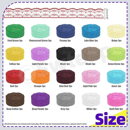 Swpeet 20 Rolls in Total 200 Yards 2.2cm×10 Yards Colorful Lace Ribbon - Image 2