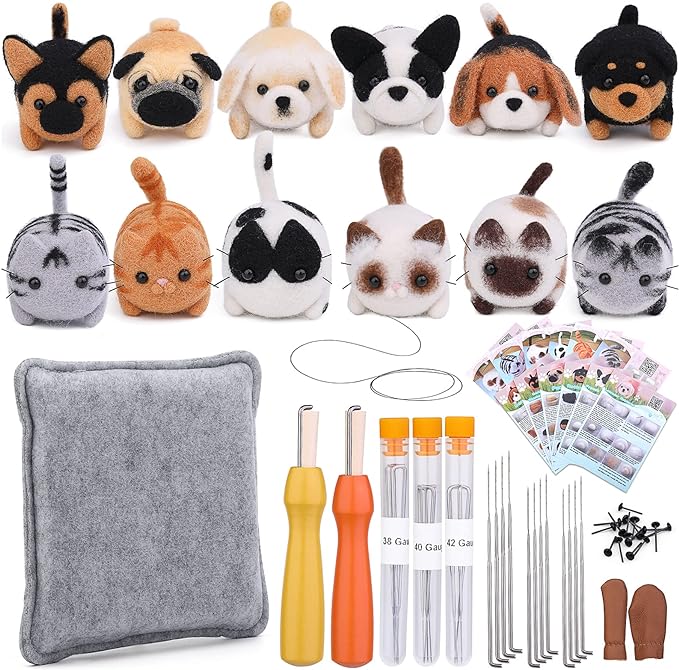 Mayboos Needle Felting Kit, 12 Pieces Doll Making Wool Needle Felting Starter by Mayboos