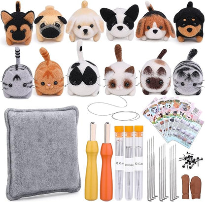Mayboos Needle Felting Kit, 12 Pieces Doll Making Wool Needle Felting Starter by Mayboos