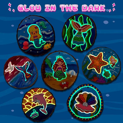 klmars Mermaid Themed Wooden Painting Kit-Glow in The Dark-Arts & Crafts Gifts - Image 3