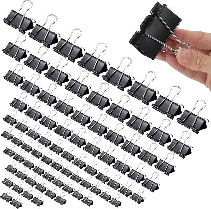 Yexiya 1000 Pcs Binder Clips Bulk Assorted Sizes Black Paper Clips Small Binder - Image 9