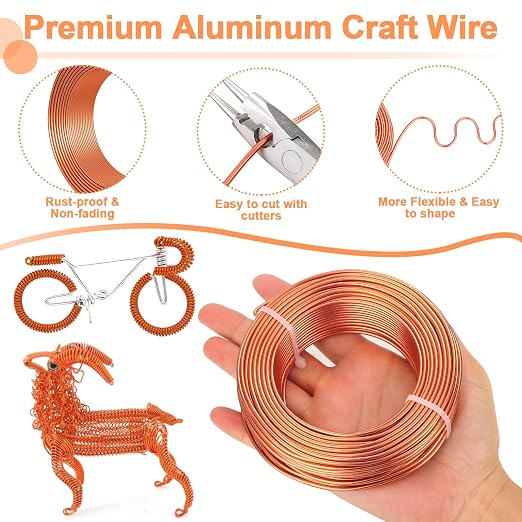 Aluminum Craft Wire for Jewelry Making, 12 Gauge Armature Bendable Craft - Image 4