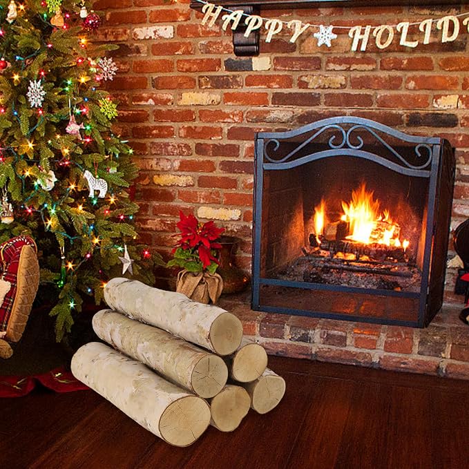6 Pack Birch Logs for Fake Fireplace Decorative White Birch Branches Logs - Image 7