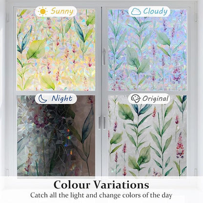 Donox Decorative Window Privacy Film, 3D Floral Stained Glass Window Film - Image 5