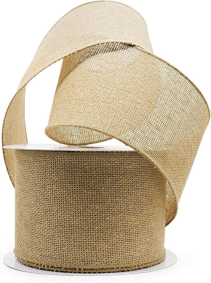 CT CRAFT LLC Burlap Fabric Wired Ribbon 4" x 20 Yards Natural Color by CTCRAFTLLC