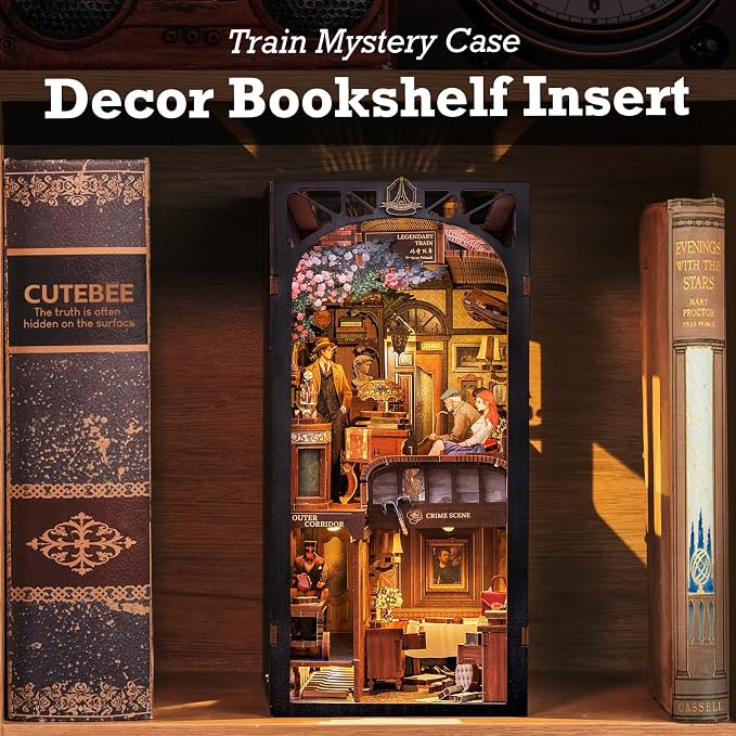 CUTEBEE Book Nook Kit, DIY Booknook Miniature House Tiny House 3D Wooden Puzzle - Image 3