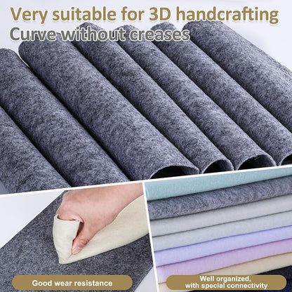 XSEINO 13 Rolls 8"x35" 1.4mm Thick Soft Felt Fabric Sheet 13 Assorted Black - Image 4