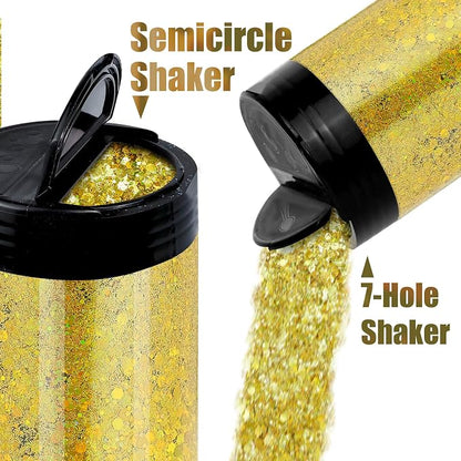Laser Black Chunky & Fine Iridescent Glitter Mix, 160G/5.64OZ - Image 5
