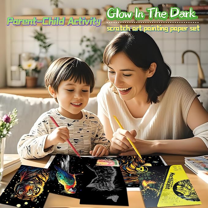 Scratch Paper Art for Adults-Glow in The Dark Scratch Painting Craft Kit|DIY - Image 5