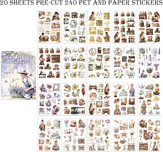 Scrapbook Reading Stickers 20 Sheets 240 Pre-Cut Washi Stickers - Image 3