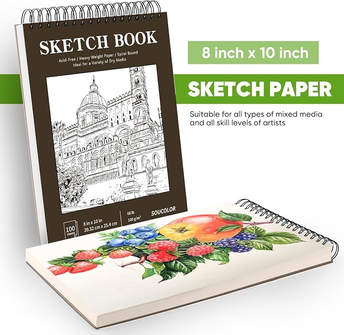 Soucolor 8" x 10" Blank Spiral Notebook| 100 Sheets 68lb/100gsm| Classroom Must - Image 6
