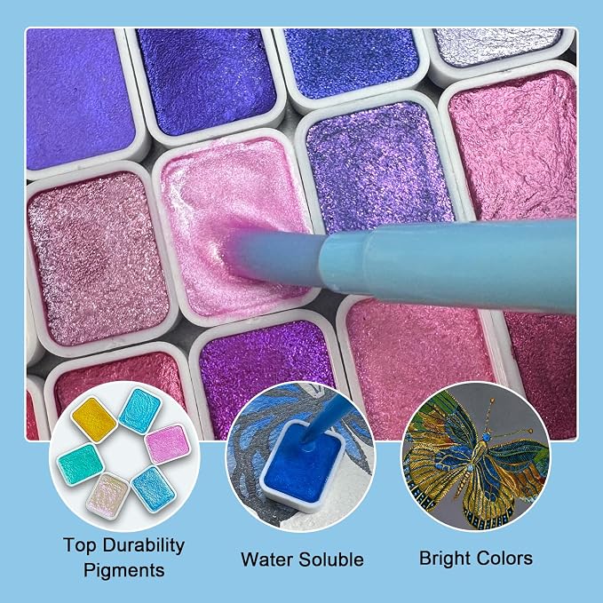 Mini Shifting Watercolor Paint Set, 30 Color Glitter Watercolor Painting Kit - Image 4