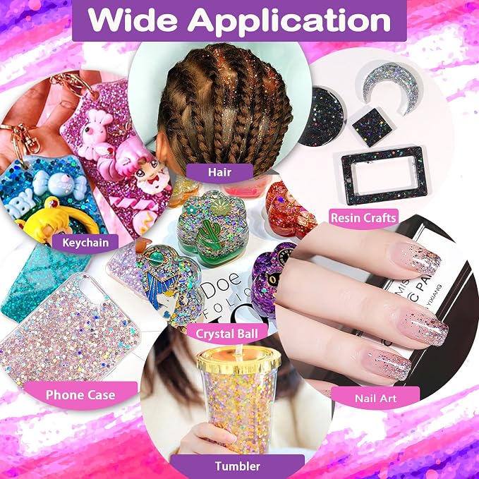 Renfio Holographic Glitter, 2.11oz/60g Mix Ultra Fine Glitter - Image 5