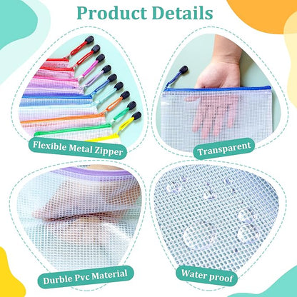 10pcs Mesh Zipper Pouch Bags, 10 Sizes Zipper Bags - Image 4