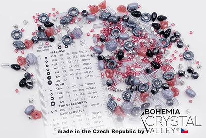 2.1oz Mix of Unique Czech Bohemia Glass Pressed Beads, Matte and Glossy - Image 2