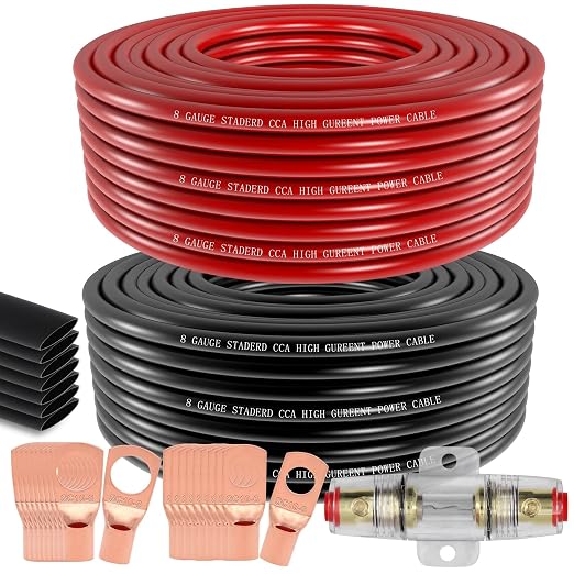 8 Gauge Wire Copper Aluminum CCA 50FT Power & Ground Cable by Ingoulut