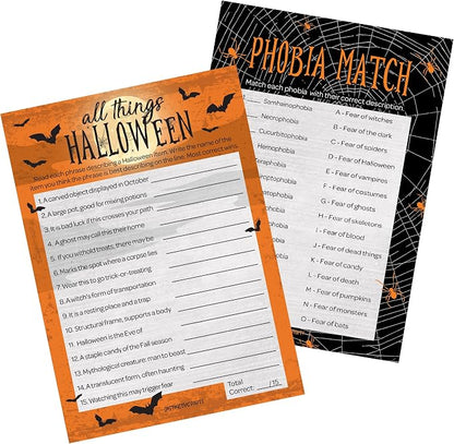 DISTINCTIVS Halloween Party Games, Halloween Trivia and Phobia Match 2 Game by DISTINCTIVS