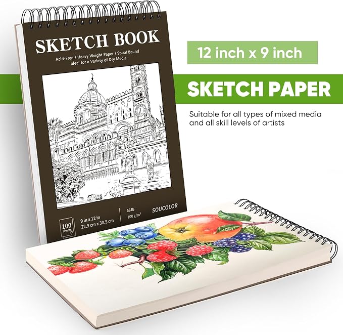 Classroom Must Haves Supplies for Teacher Student, Soucolor 9" x 12" Sketch - Image 5