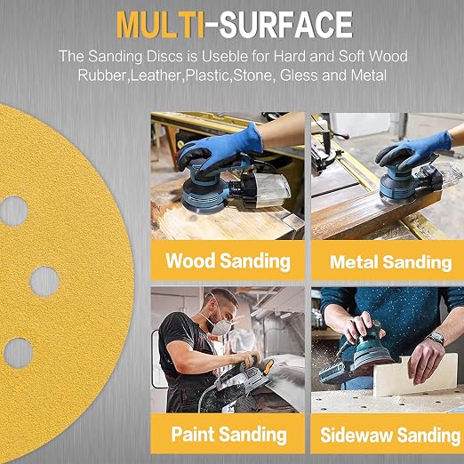 100PCS 5 Inch 8 Hole Sanding Discs 150 Grit - Image 6