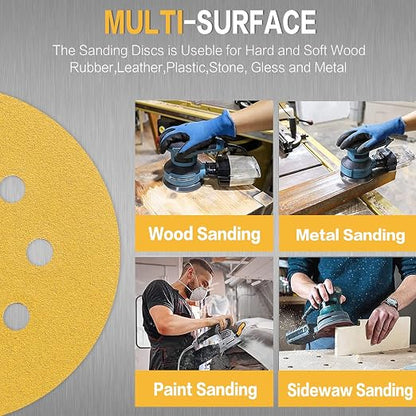 100PCS 5 Inch 8 Hole Sanding Discs 150 Grit - Image 6