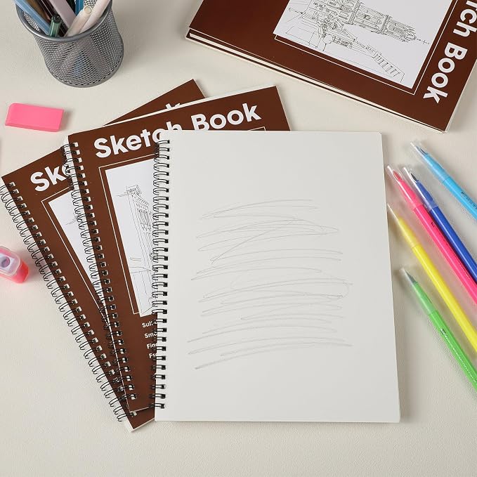 Qilery 24 Pcs 8.5 x 11'' Sketch Book Pads Bulk 30 Sheets Each Spiral Sketchbook - Image 3