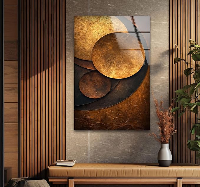 My Photostation.com 24Wx30H'' Bronze Art Deco Geometric Motifs Glass Wall Art - Image 2