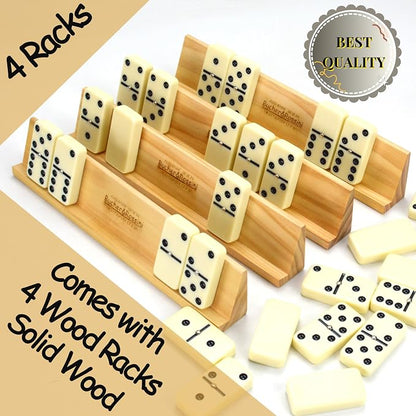 Dominos Set Adults with 4 Domino Racks Double Six Dominoes set in Portable Case - Image 2