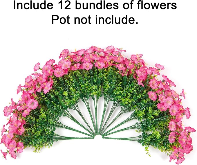 Artificial Flowers Fake Plants for Outdoors Decoration, 12 Bundles Pink Silk - Image 5