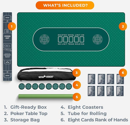 Newverest Poker Table Top 70" x 35", Texas Hold'em Poker Mat - Image 7