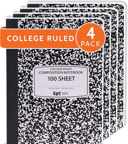 EPI Marble Hardcover College Ruled Composition Notebook | 200 Pages, 9.75 x 7.5 by EPI