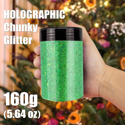 Holographic Chunky Glitter, 5.64oz/160g Craft Glitter Powder Mixed Chunky Flakes - Image 3