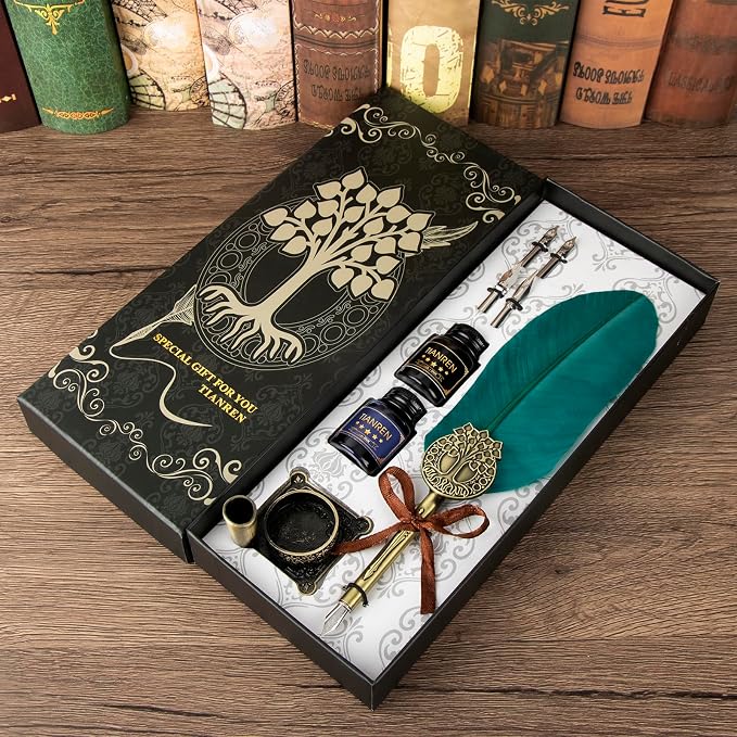 Quill pen ink set, Feather Pen and Ink Set, Antique Calligraphy Pen - Image 4