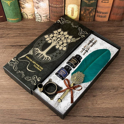 Quill pen ink set, Feather Pen and Ink Set, Antique Calligraphy Pen - Image 4