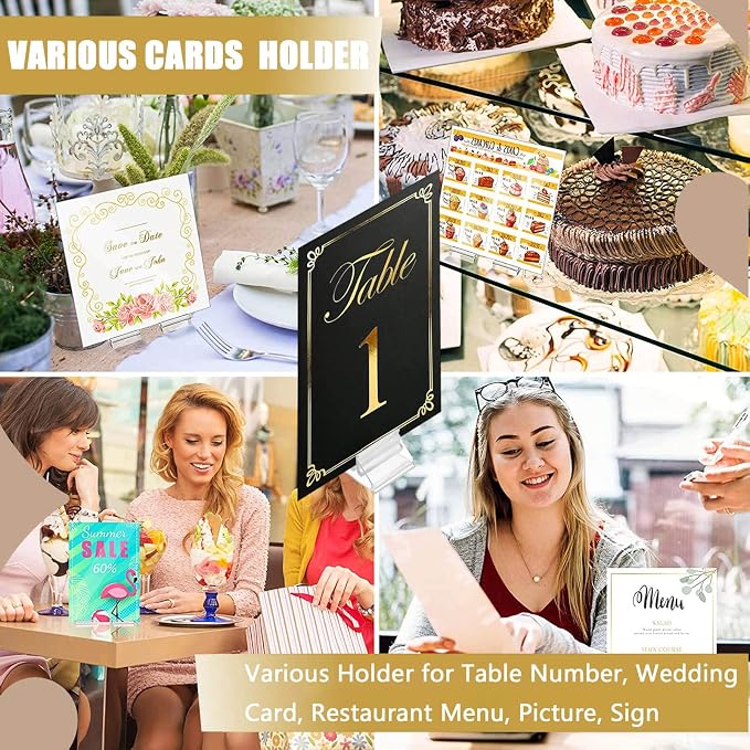 Table Number Place Card Playing Card Holders 60 Pack, Small Clear Acrylic - Image 6