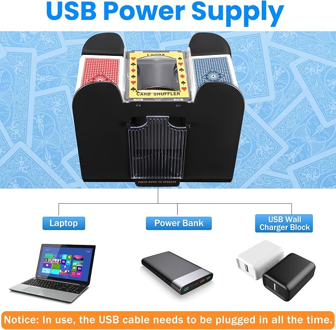 Automatic Card Shuffler 6 Deck Heavy Duty Electric Card Shuffler, - Image 2