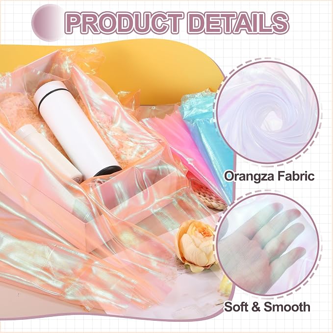 MECCANIXITY Iridescent Sheer Organza Fabric, 2 Yards x 59 Inches Solid Laser - Image 3