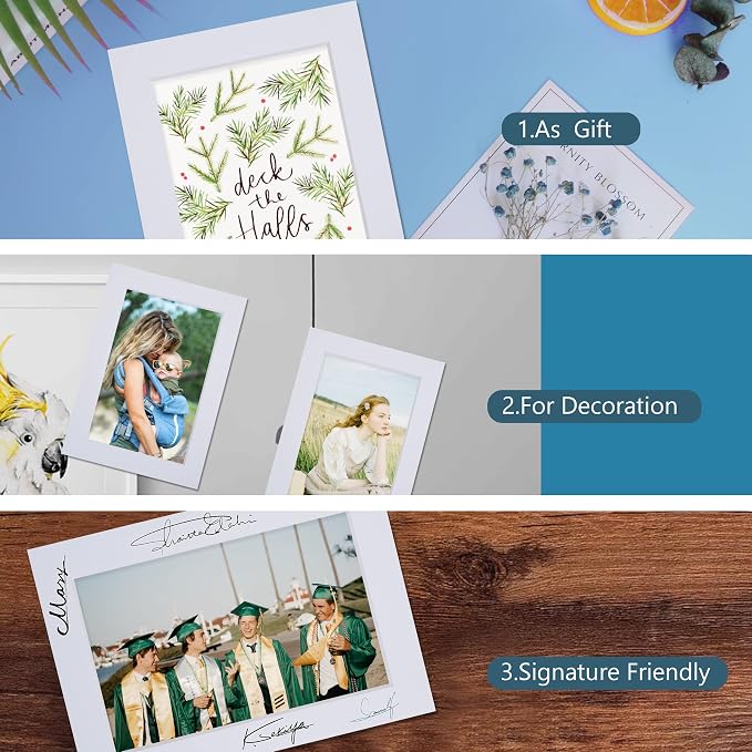 Somime 10 Pack Pre-Cut 11 x 14 White Picture Mats - Image 2