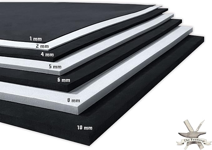 Shape Retention EVA Cosplay Foam 8mm 14x39 inch Black or White High Density EVA by TheFoamory