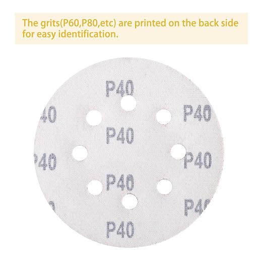 150PCS 40 Grit Gold Sanding Discs, 5-Inch 8-Hole Sandpaper - Image 5