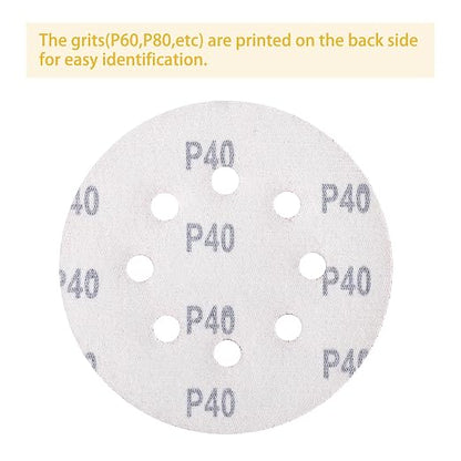 150PCS 40 Grit Gold Sanding Discs, 5-Inch 8-Hole Sandpaper - Image 5