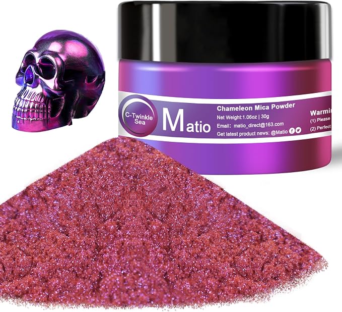 Matio Chameleon Mica Powder, 1.06oz/ 30g Twinkle Sea Chrome Powder, Pearlescent by Matio