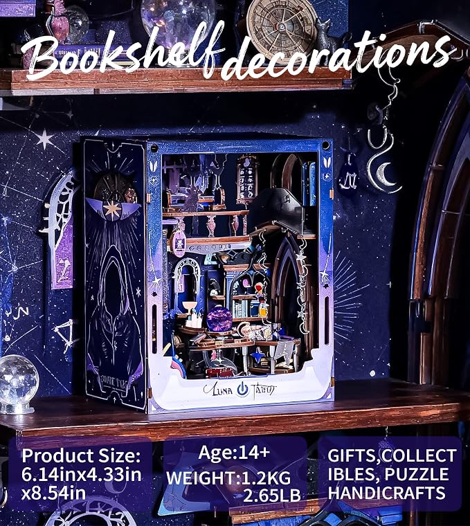 DIY Booknook Kit, 3D Wooden Puzzle Miniature Book Nook Kit Insert Decor - Image 5