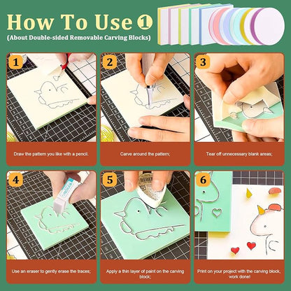 Keadic 24 Pieces Block Printing Starter Tool Kit, Rubber Stamps Making Set - Image 5