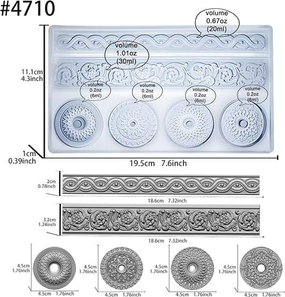 Art Mold for Polyclay Air Dry Clay Plaster, Trimmings and Medallion - Image 2