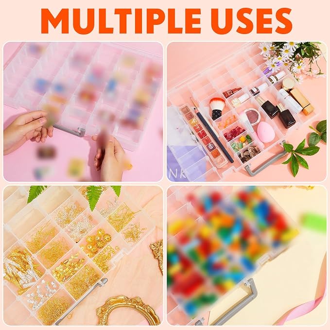 Juexica 2 Pcs Large 48 Grids Plastic Storage Bead Organizer Box, Tackle Box - Image 7